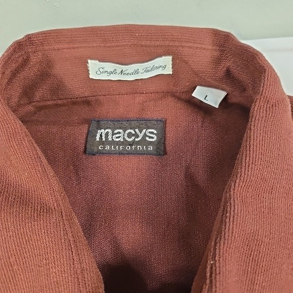Vintage Western Pearl Snap Shirt Mens Size Large Macys Single Needle Burgundy - Picture 6 of 12